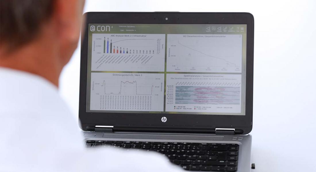 Laptop Bildschirm mit econ4 Energiemanagement Software