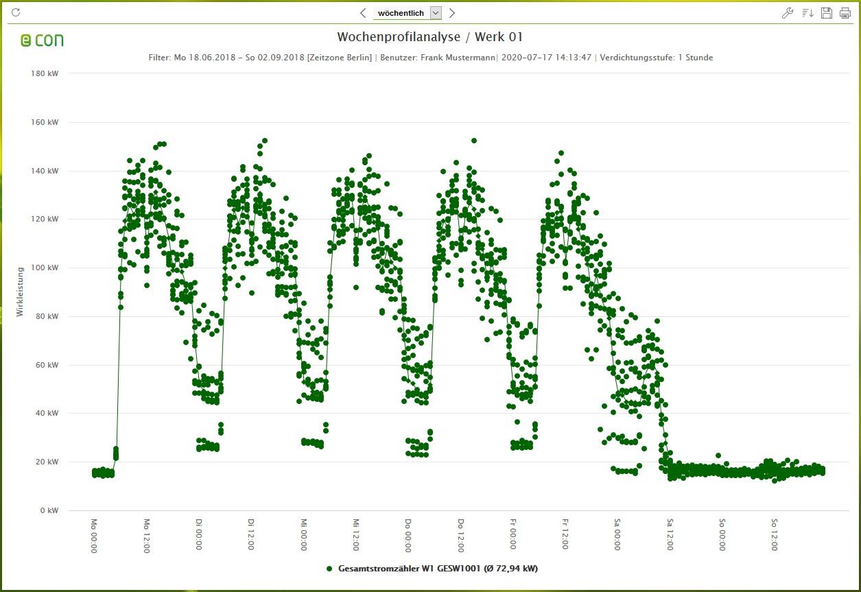 Screenshot econ4 Software Wochenprofilanalyse